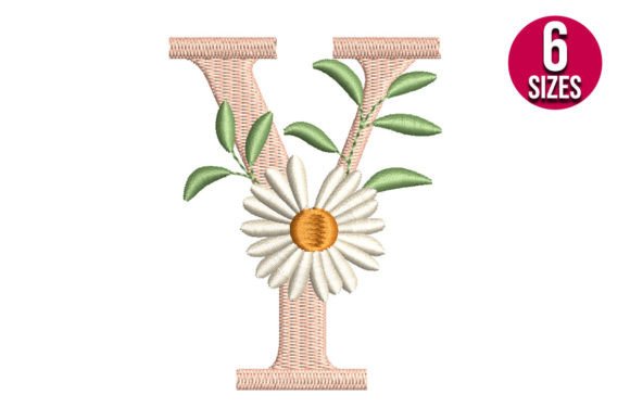 Floral Alphabet Letter Y for Holiday Embroidery