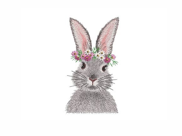 Floral Bunny Embroidery Design