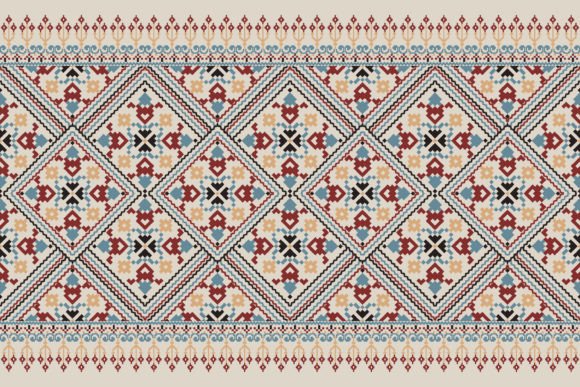 Floral Cross Stitch Texture Fabric