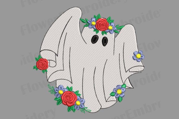Floral Ghost Embroidery Design