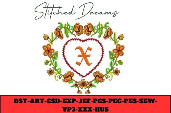 Floral Heart Letter X: A Seasonal Embroidery Gem