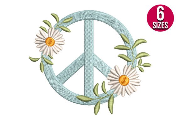 Floral Peace Sign Embroidery Design