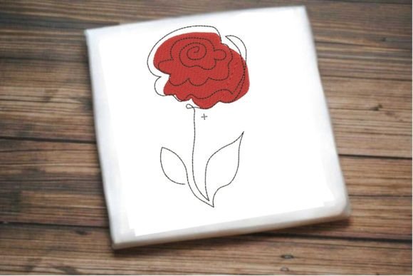Red Rose Single Line Embroidery